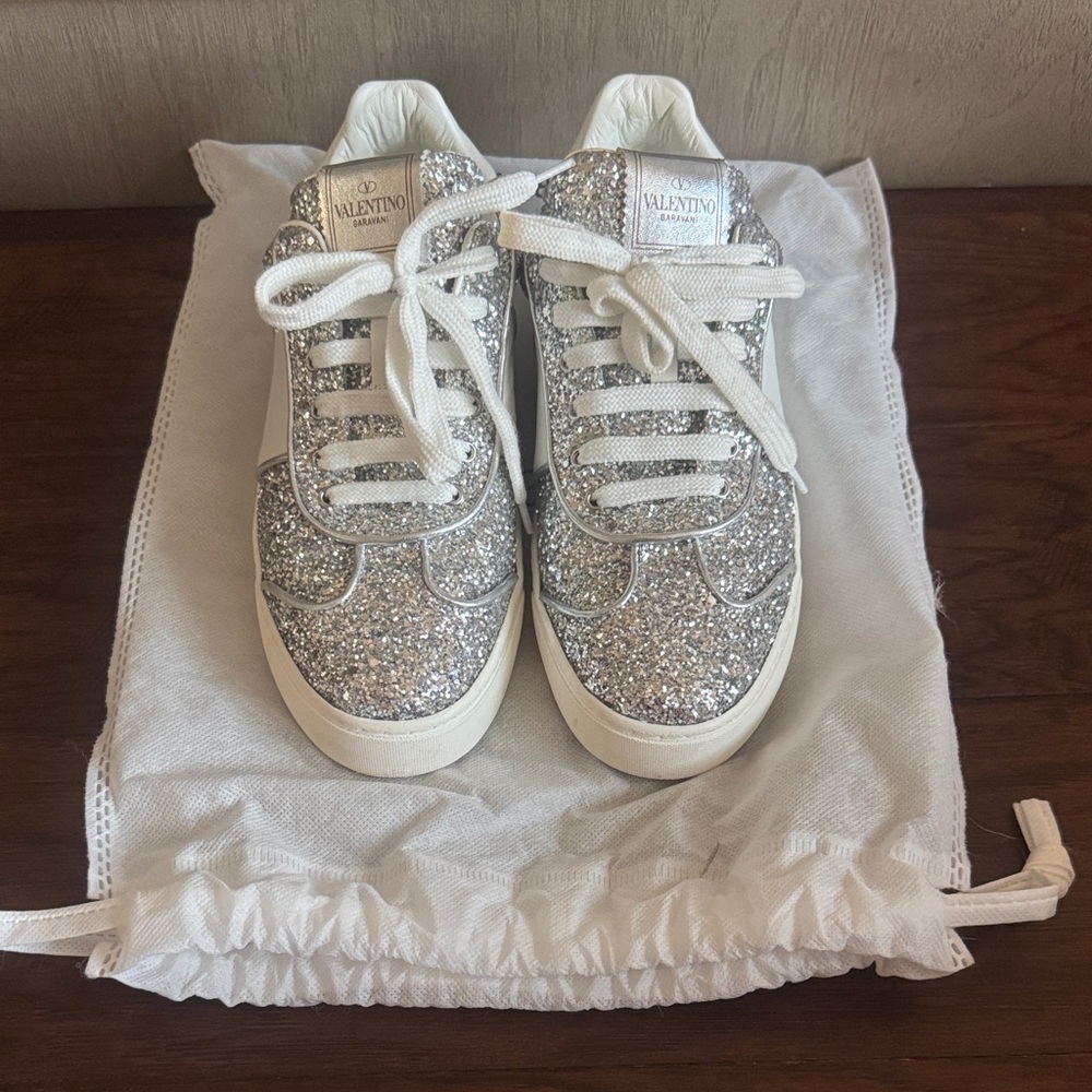 Valentino Glittering Silver Sneakers